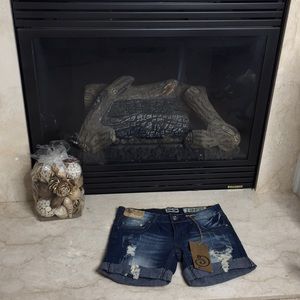Indigo Rein Distressed Blue Jean Shorts Size 7